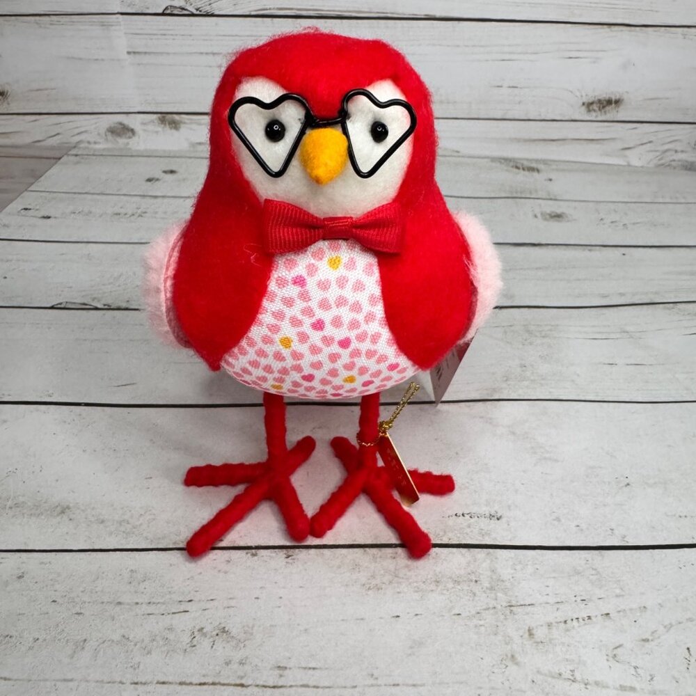 Valentines Target Wondershop Fledge‎ Red Fabric Bird Glasses Decor NWT